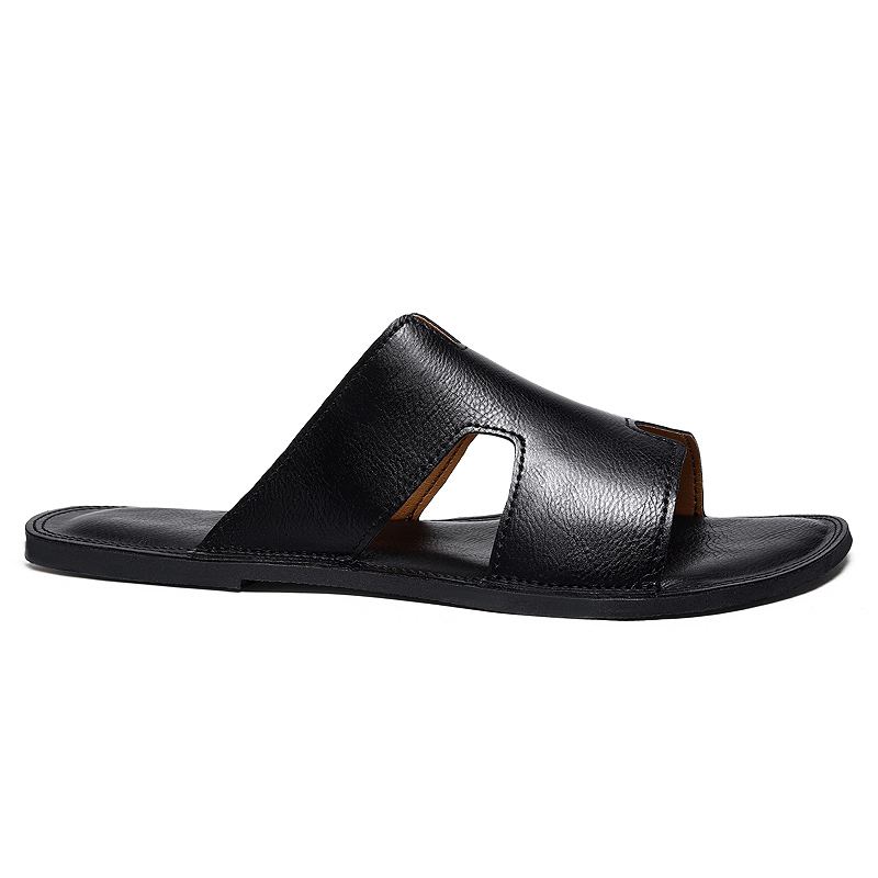 Breathable Men's Handmade Cowhide Slippers for Summer-Karanmore