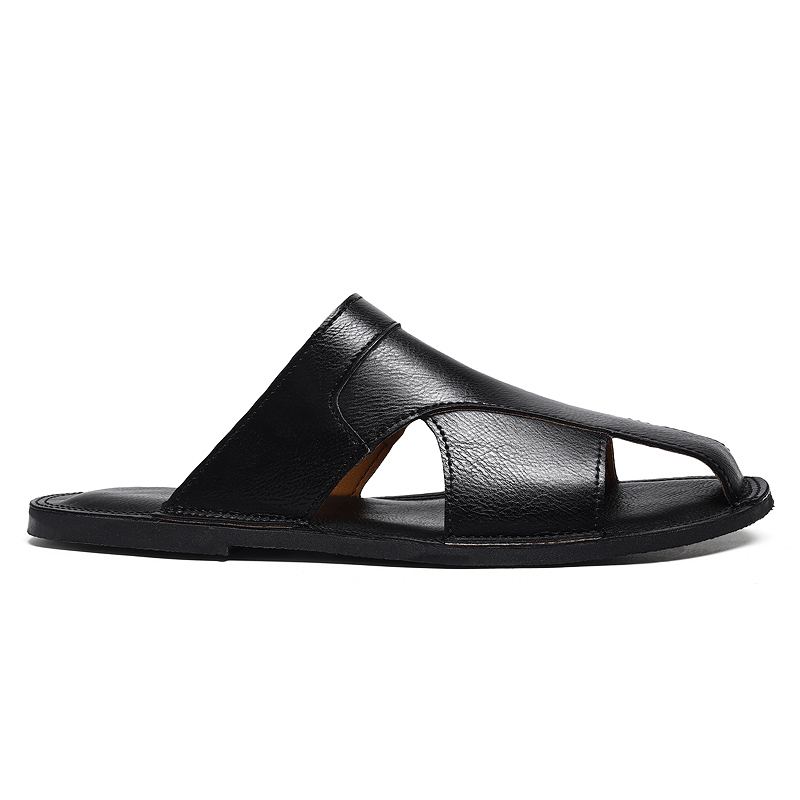 Men's Enclosed-Toe Cowhide Slippers for Indoor-Outdoor Use-Karanmore
