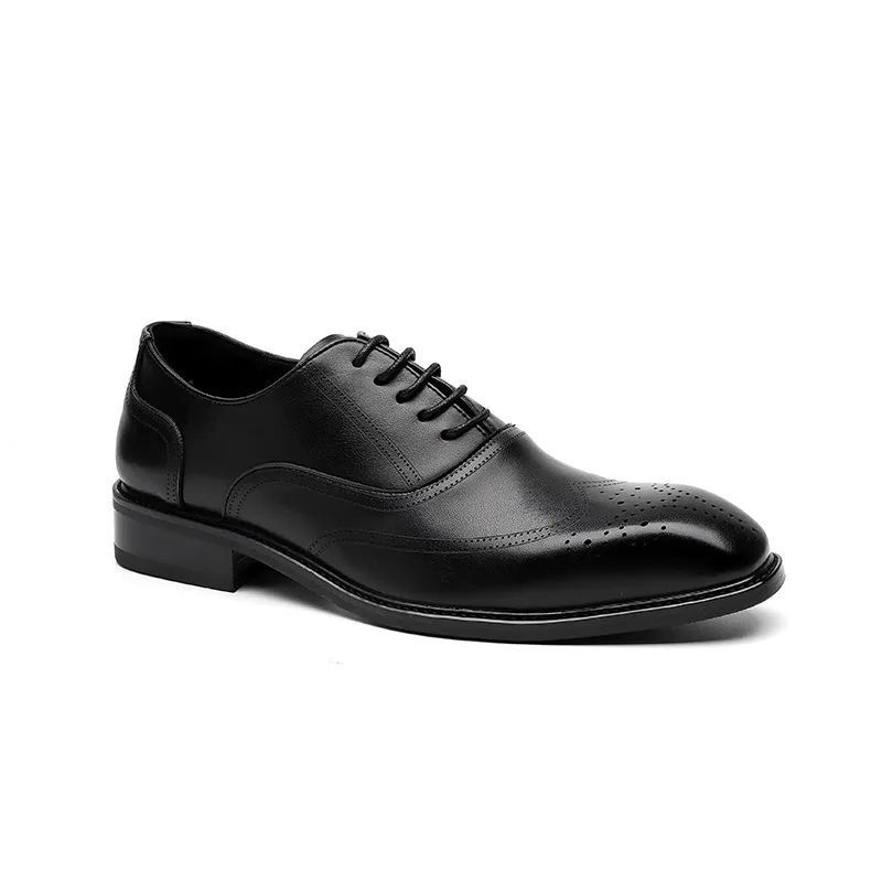 Men's British Derby Shoes – Pointed-Toe Leather Formal Shoes for Wedding Groom & Business Wear – Triple-Stitch Design