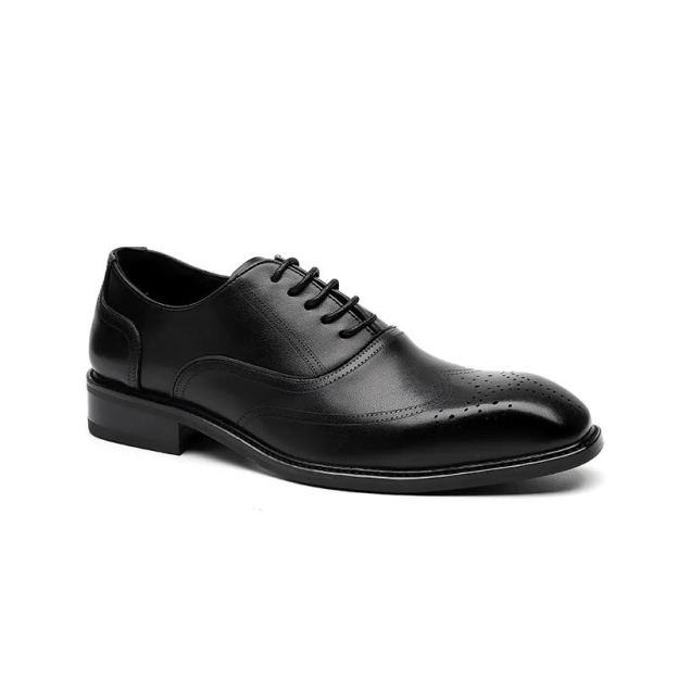 Men's British Derby Shoes – Pointed-Toe Leather Formal Shoes for Wedding Groom & Business Wear – Triple-Stitch Design