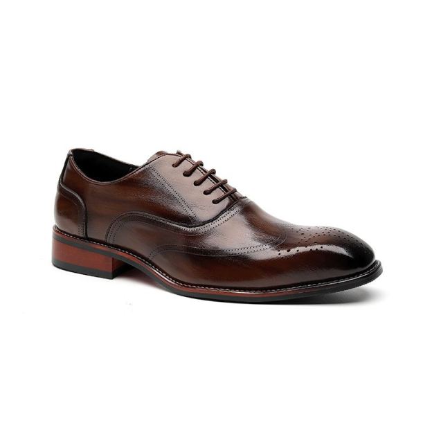 Men's British Derby Shoes – Pointed-Toe Leather Formal Shoes for Wedding Groom & Business Wear – Triple-Stitch Design