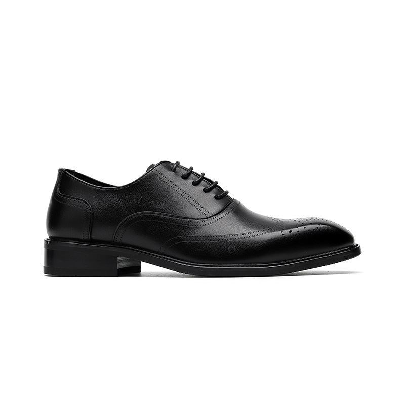 Men's British Derby Shoes – Pointed-Toe Leather Formal Shoes for Wedding Groom & Business Wear – Triple-Stitch Design