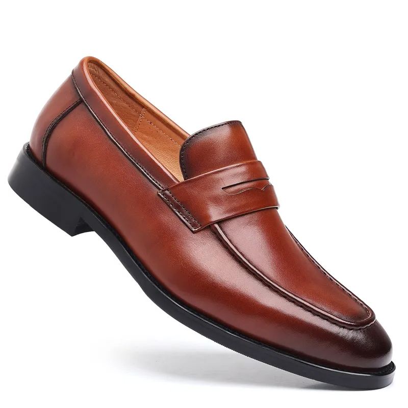 Handmade Men's Leather Penny Loafers Business Dress Shoes
