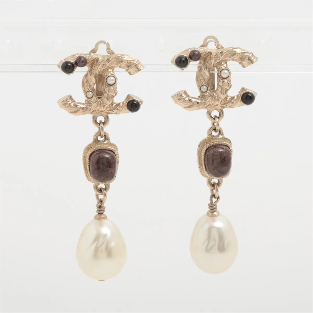 C Amber Double C Shoulder Earrings