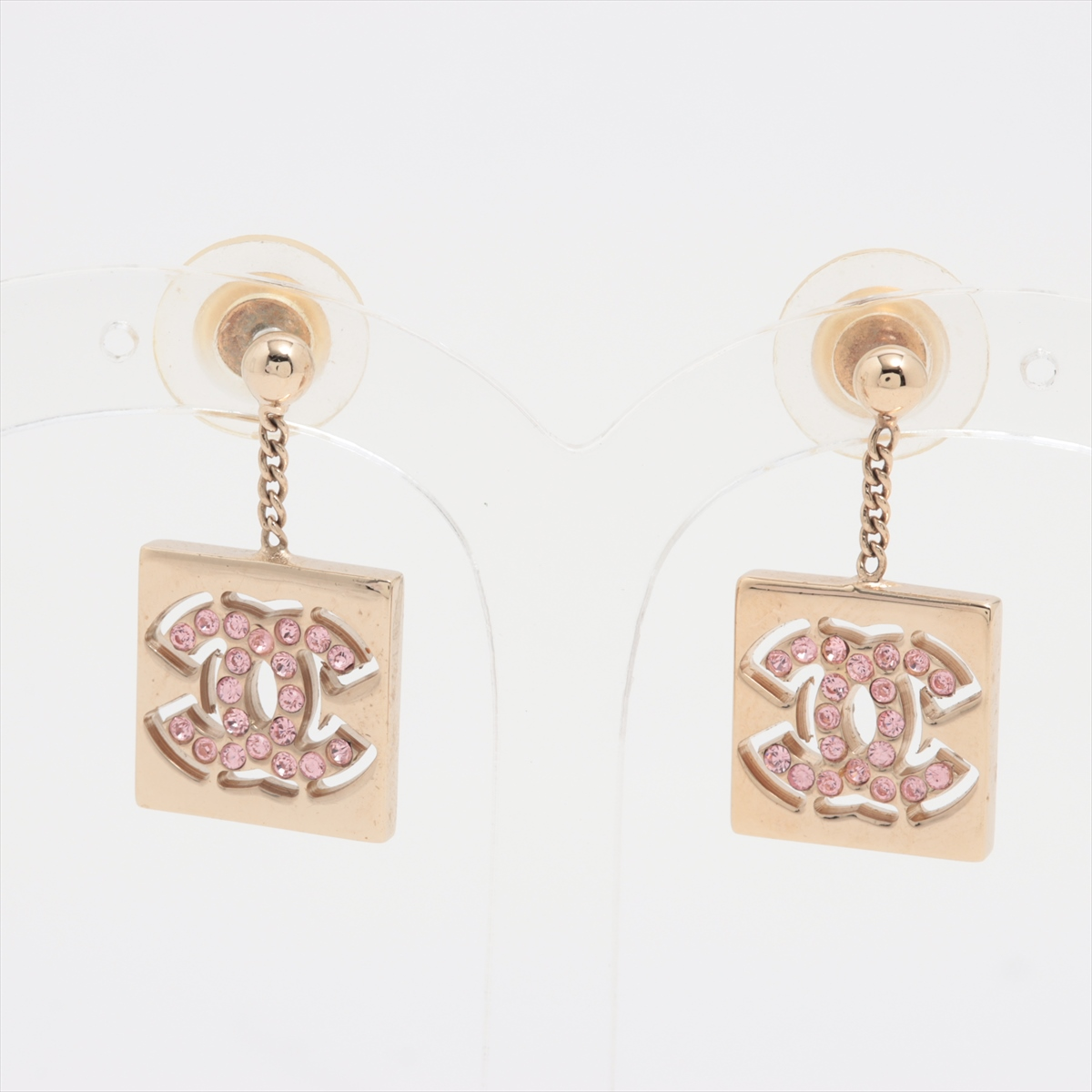 C Nameplate pink diamond earrings