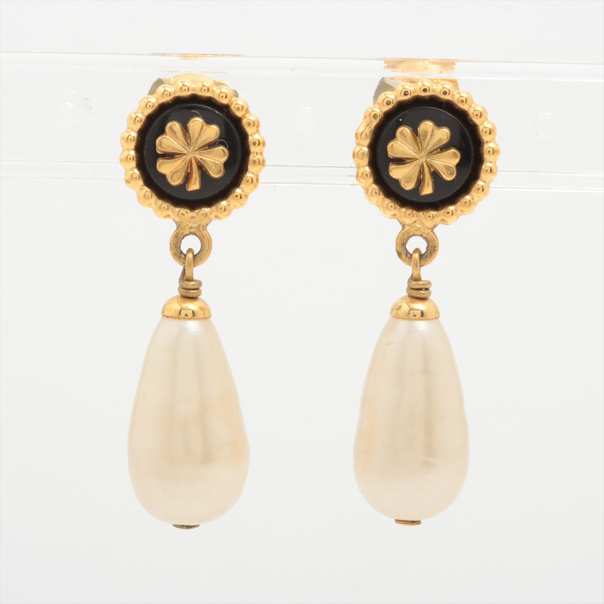 C Four Leaf Clover Pearl Drop Earrings
