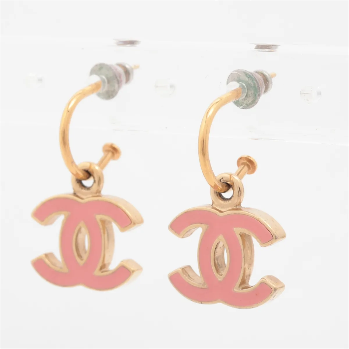 C Double C Enamel Pink Gold Earrings