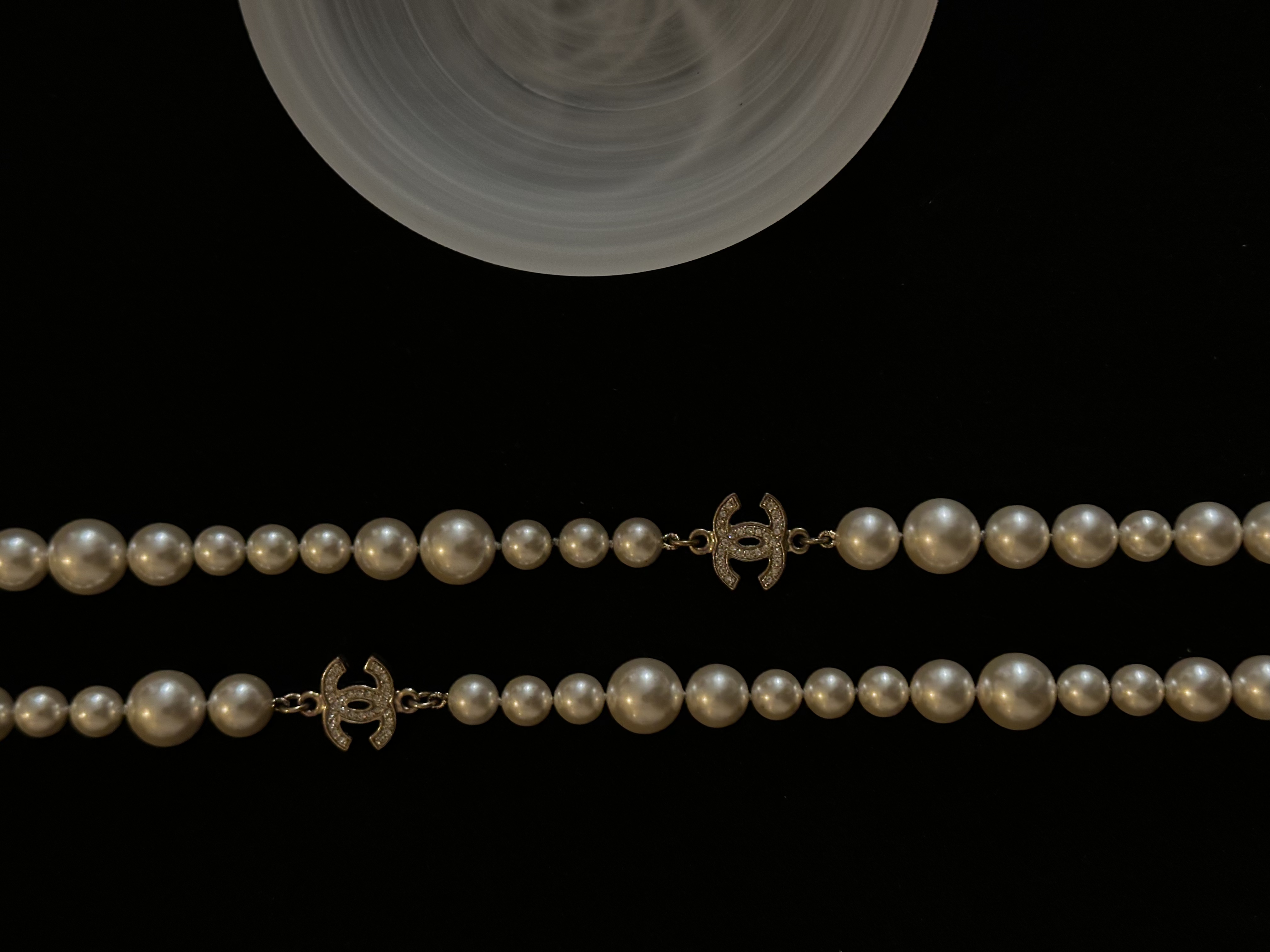 C Pearl Full diamond Double C Necklace