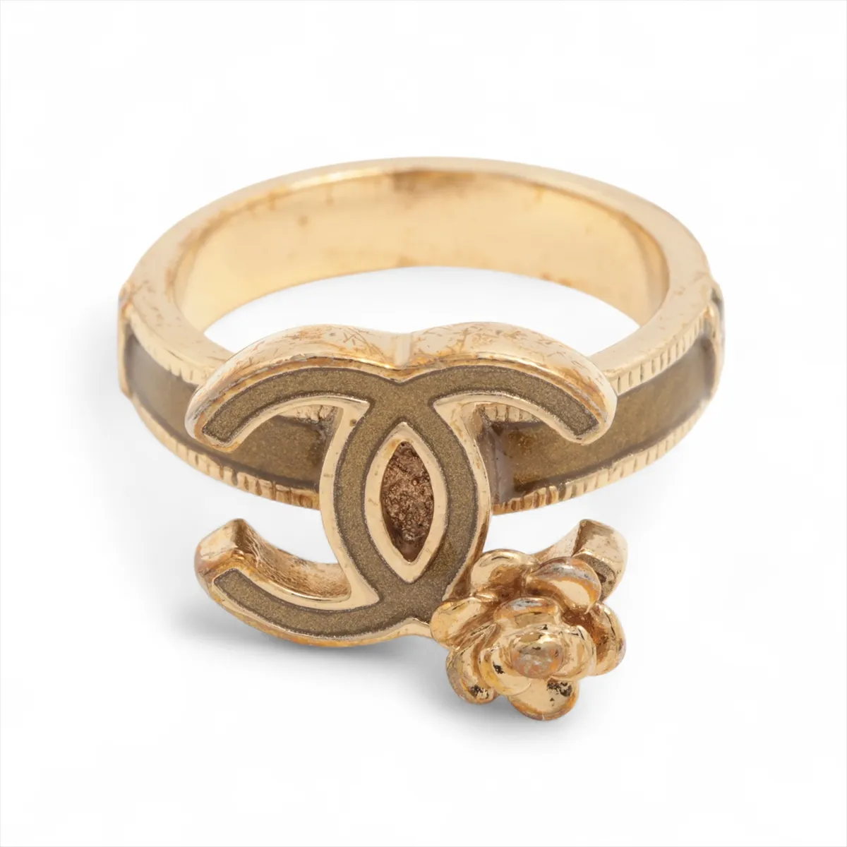 C Enamel flower double C ring
