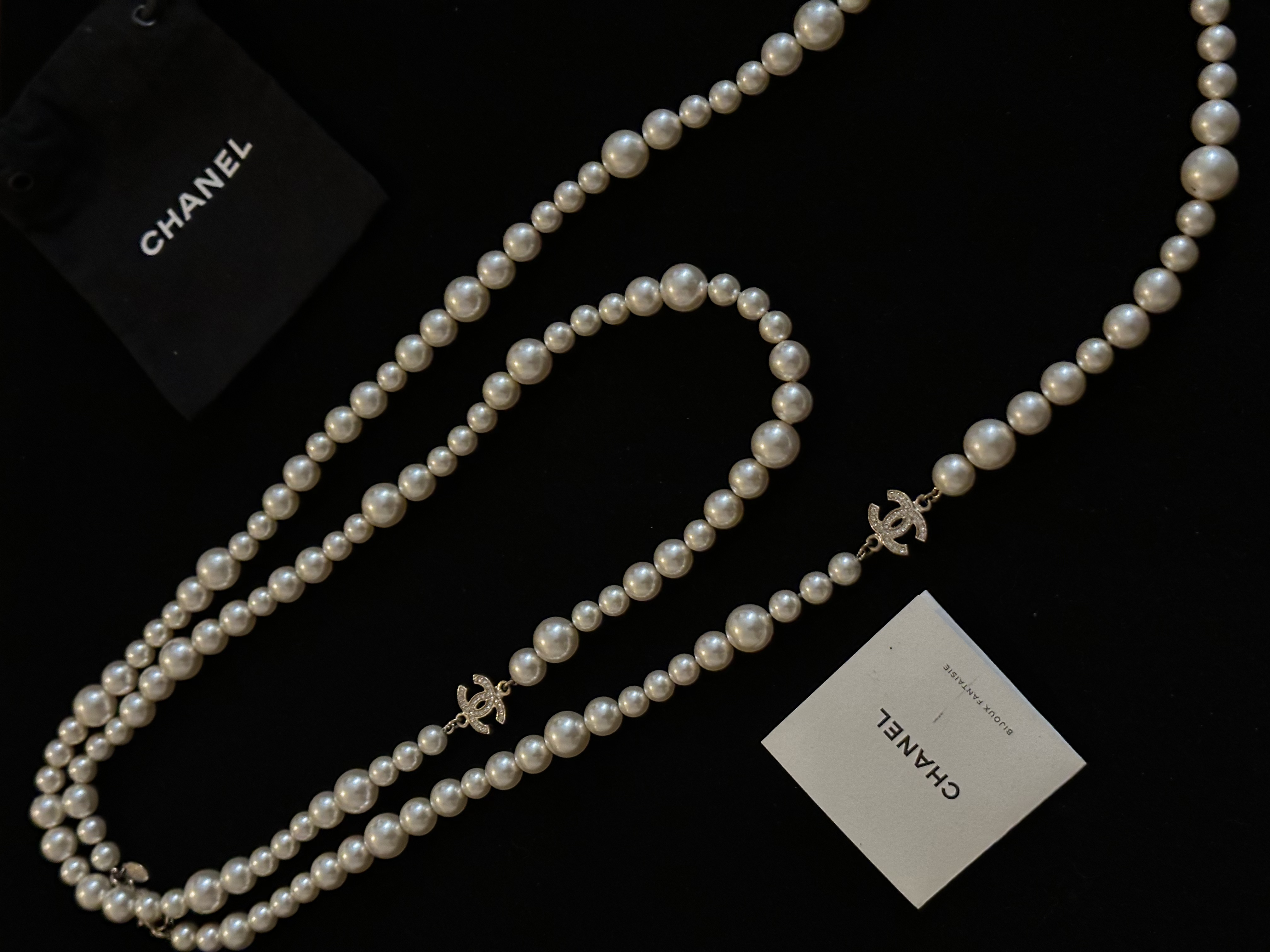 C Pearl Full diamond Double C Necklace