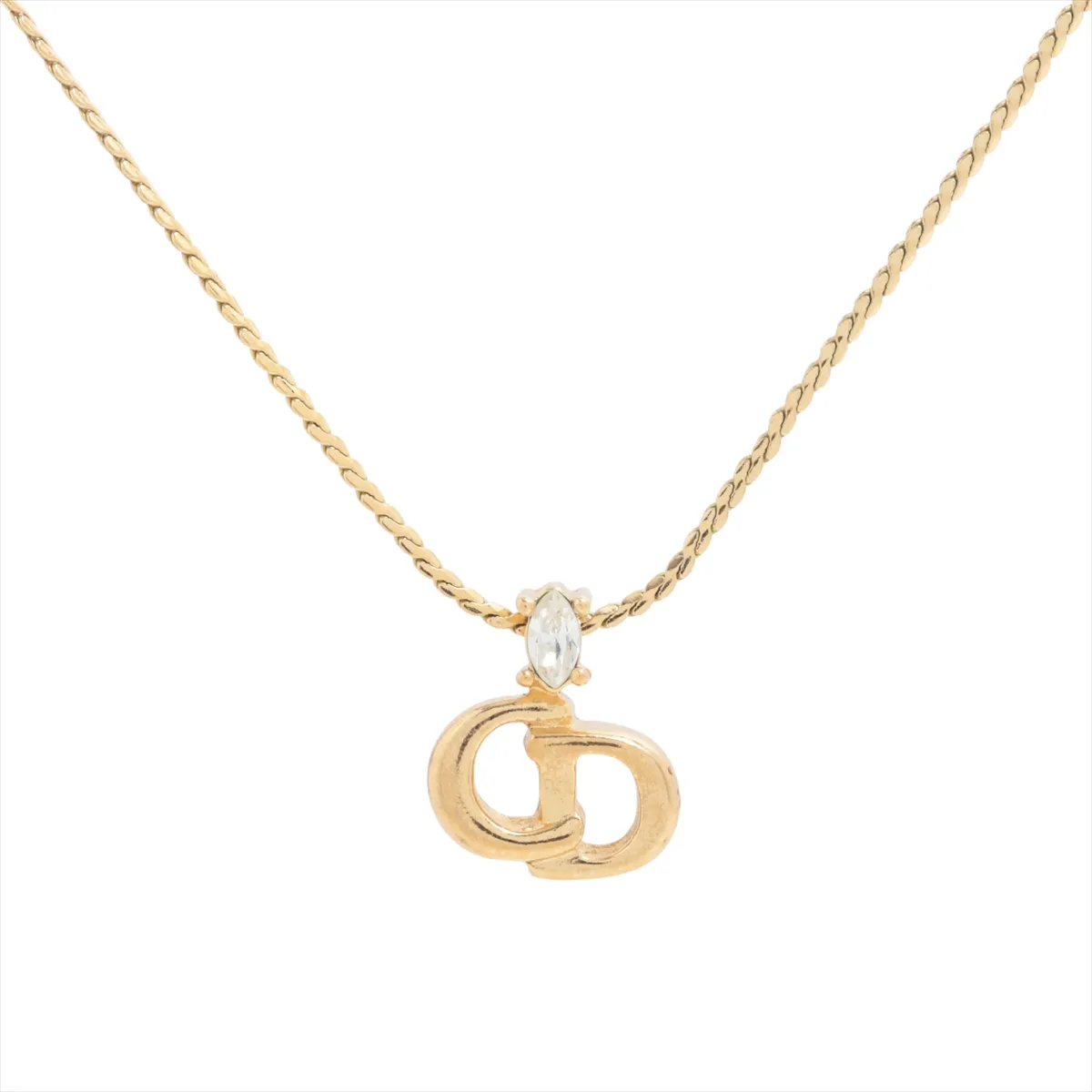 D CD rhinestone gold necklace