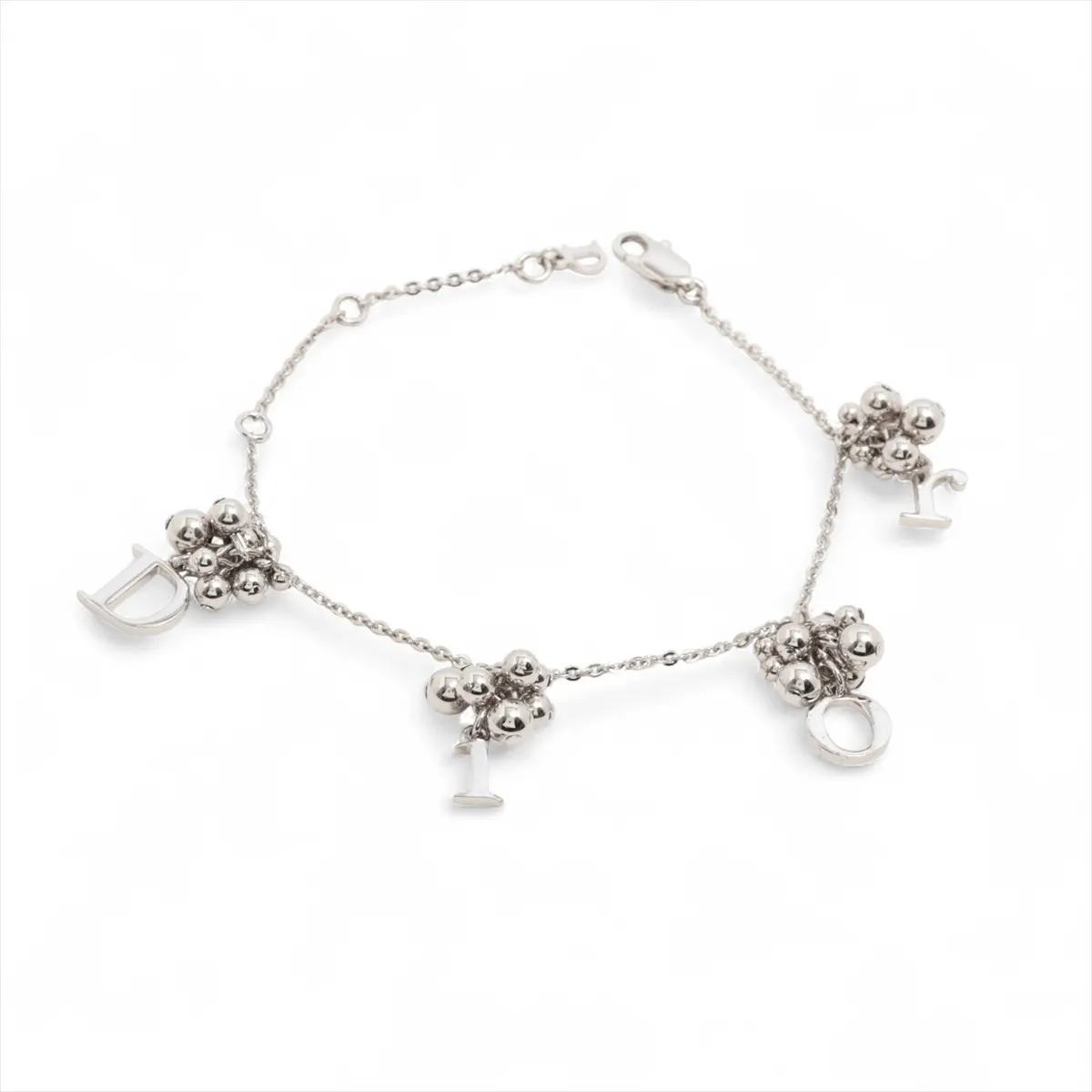D Silver pearl logo bracelet