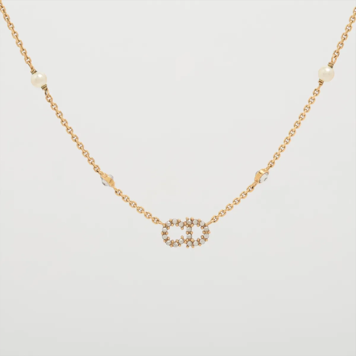 D CD Pearl Rhinestone Necklace