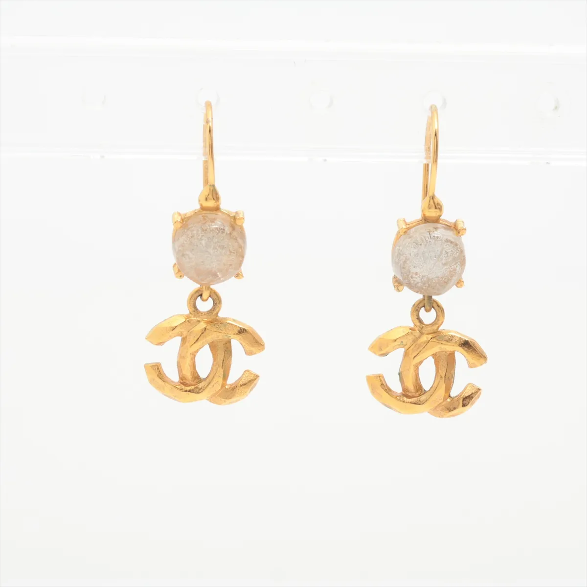 C Rhinestone Double C Pendant Earrings