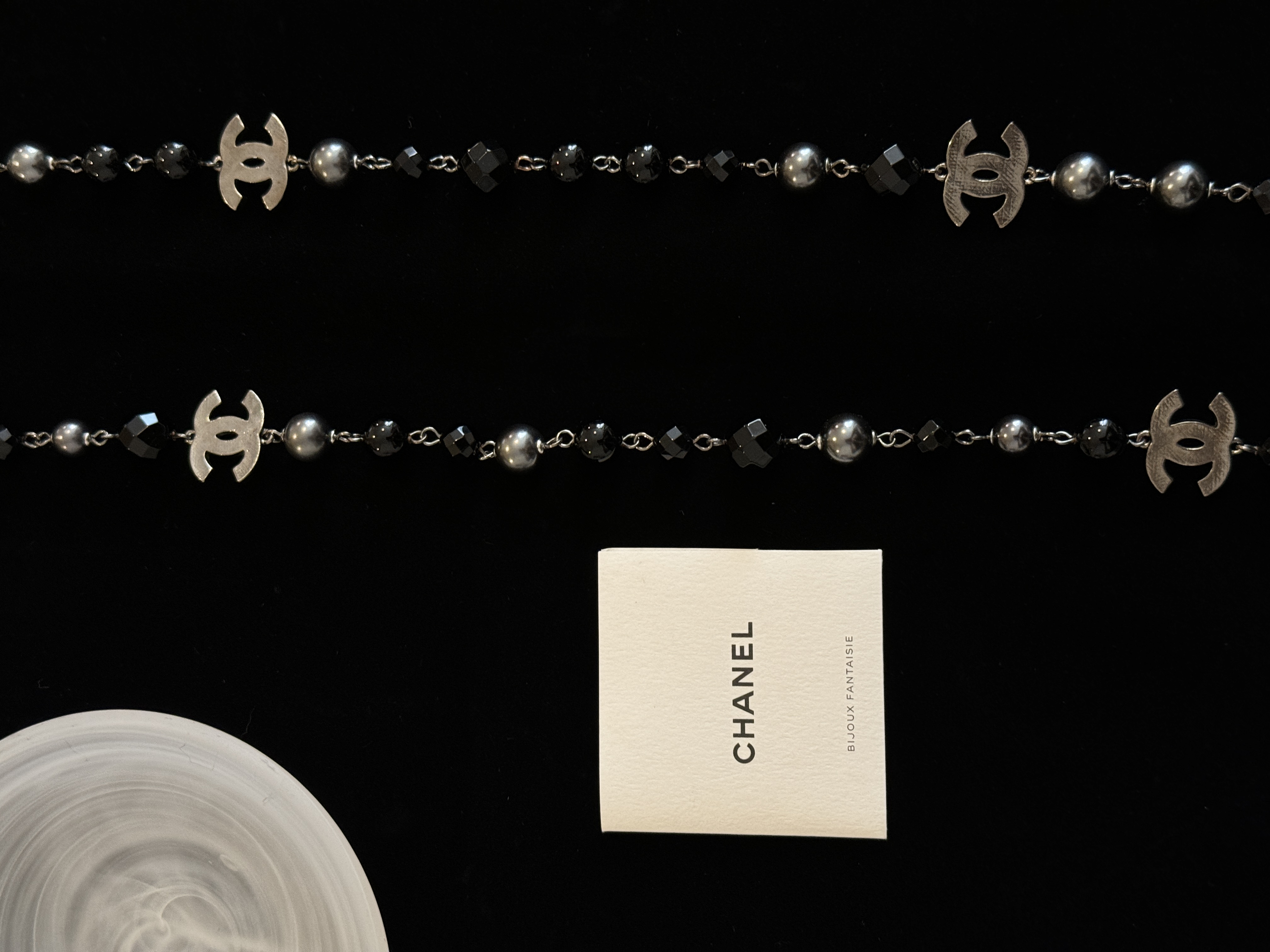 C Black pearl long necklace