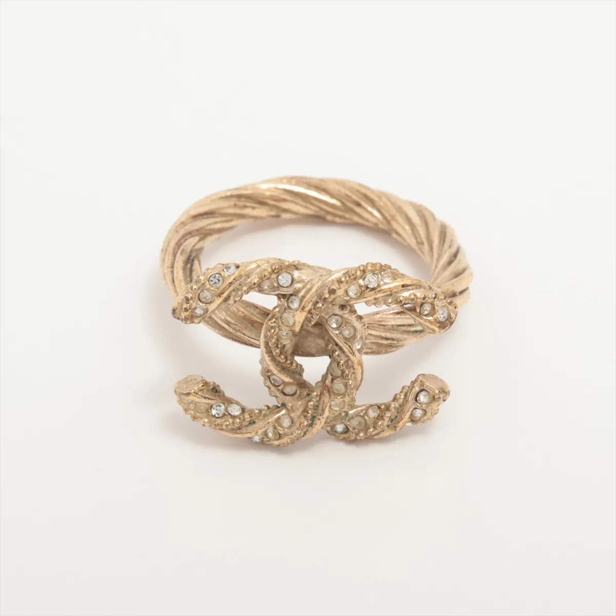 C Twisted rhinestone ring