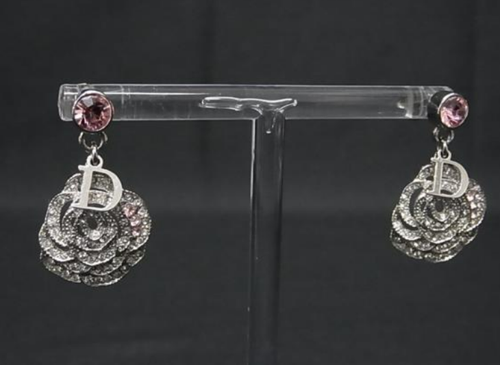 D Rose rhinestone earrings