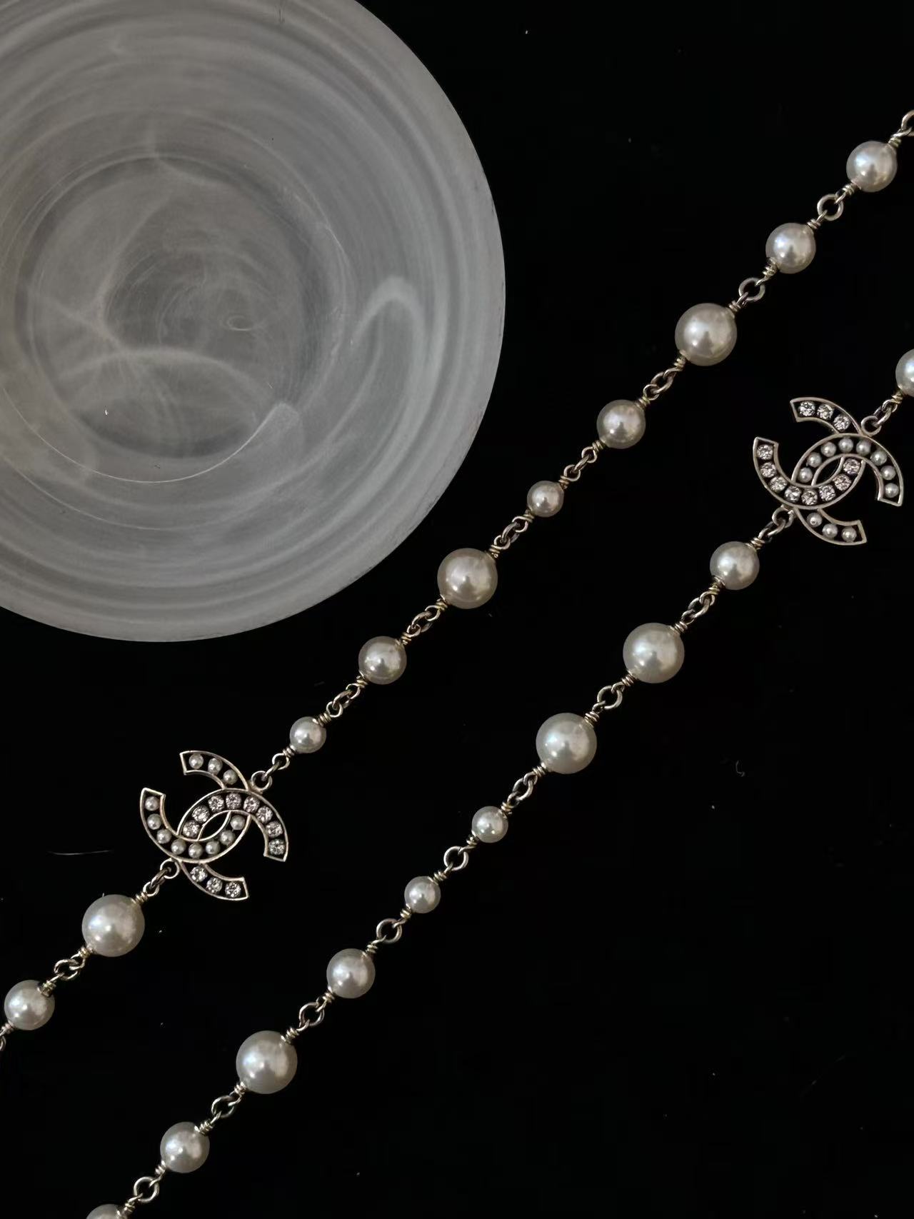 C Pearl Double C Hollow Necklace