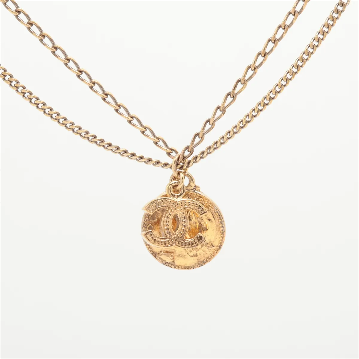 C Coco Coin Double Layer Gold Necklace