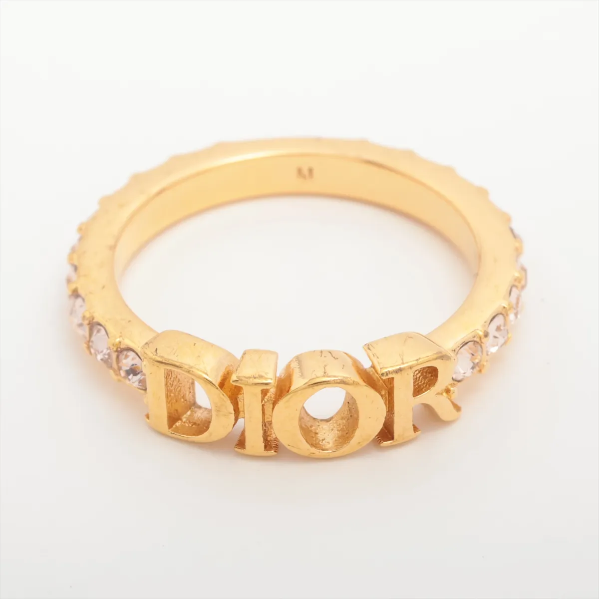 D Rhinestone logo gold ring