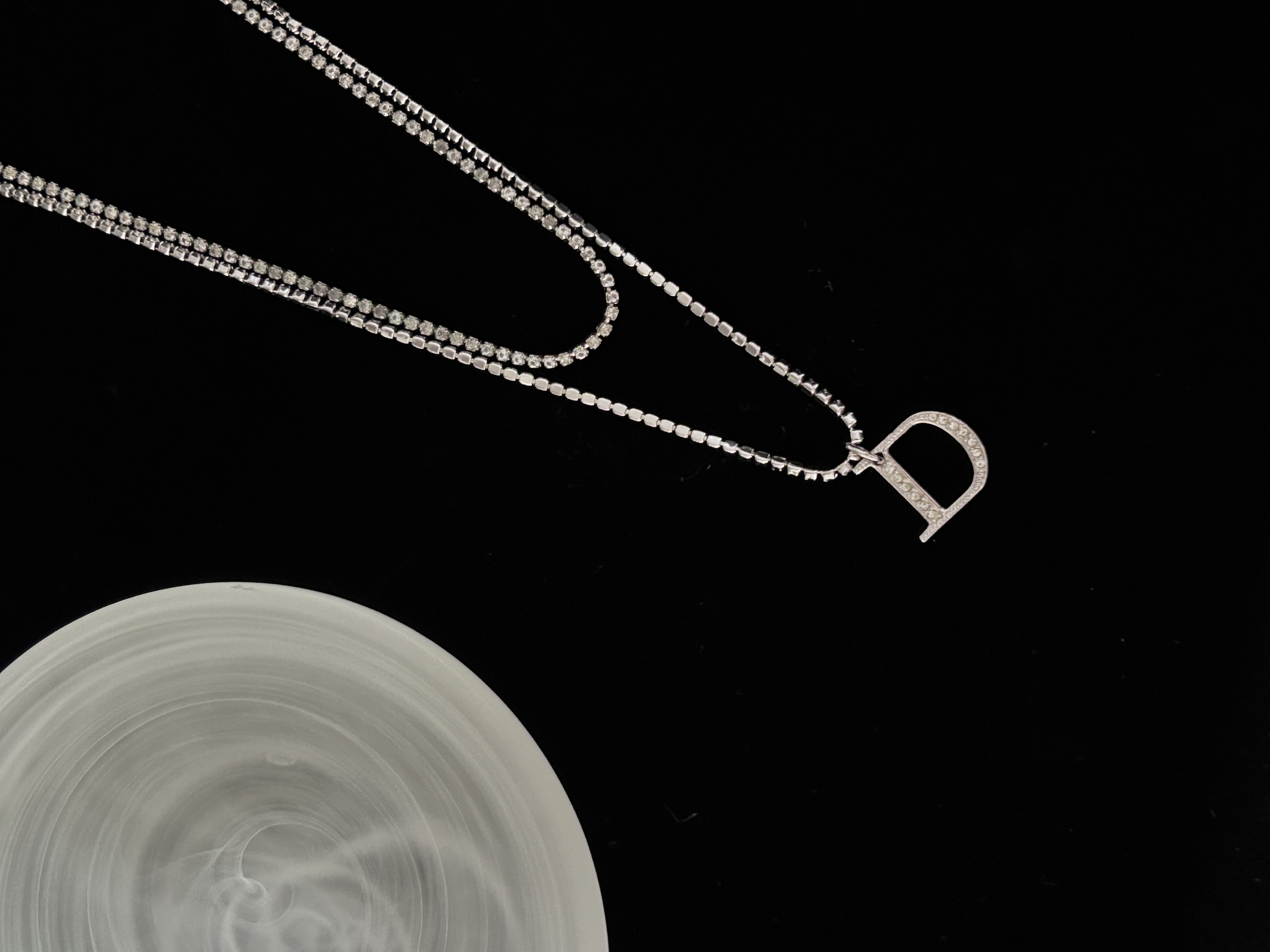 D D letter full diamond necklace