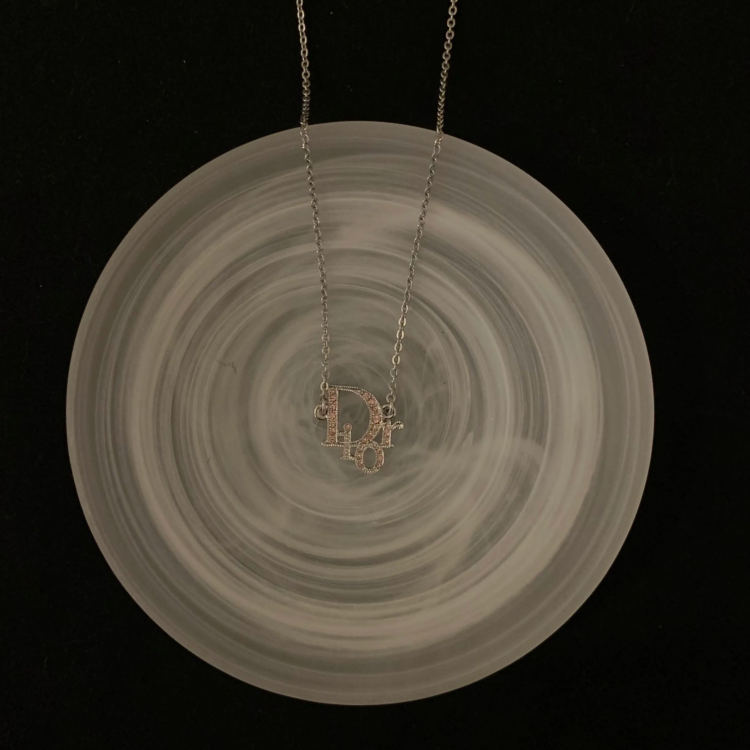 D Pink diamond logo necklace