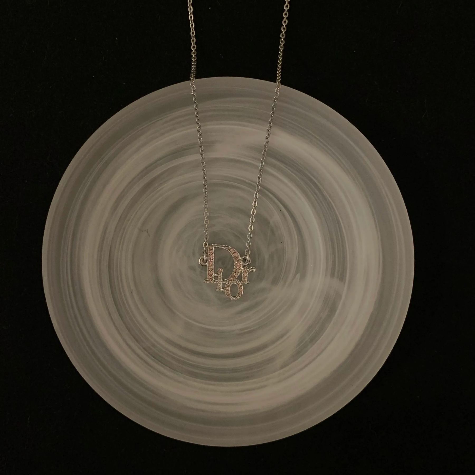 D Pink diamond logo necklace