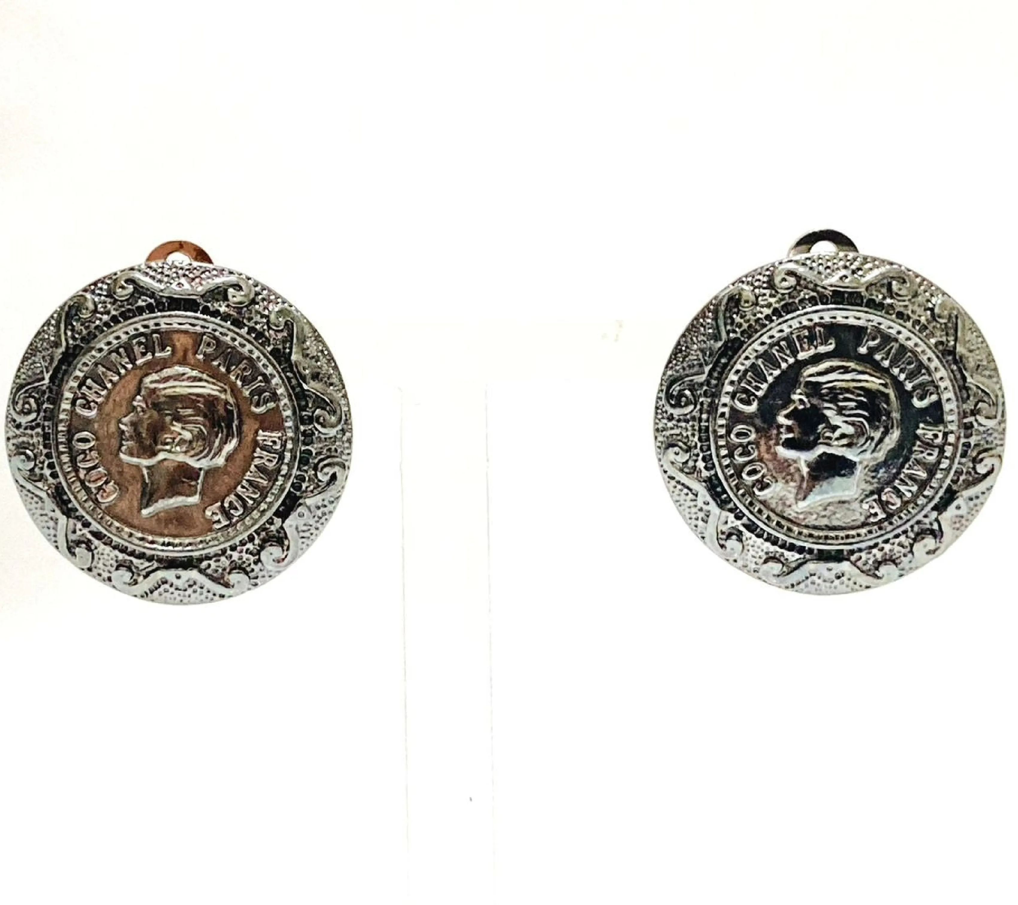 C Portrait Coin Earrings