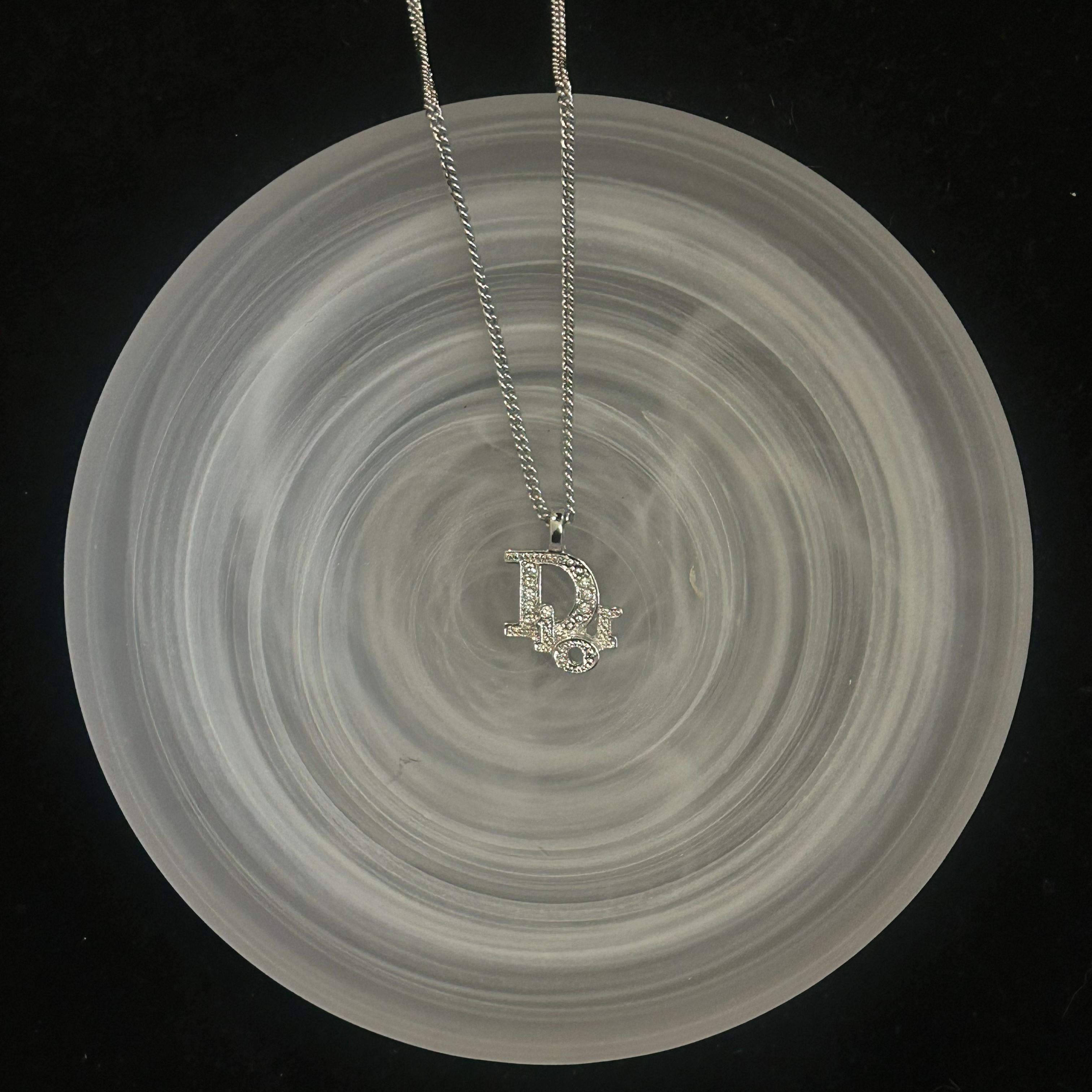 D Full diamond logo necklace