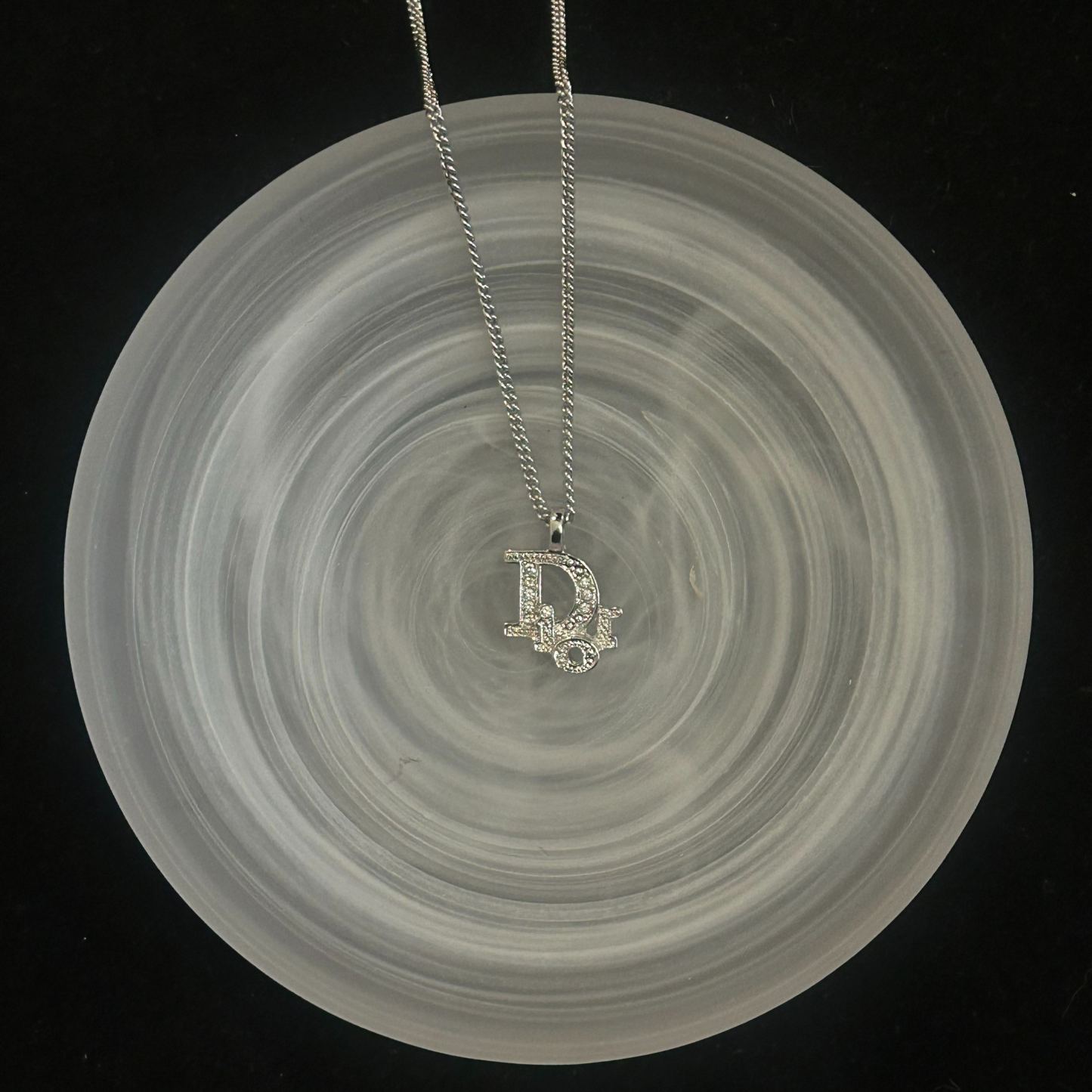 D Full diamond logo necklace