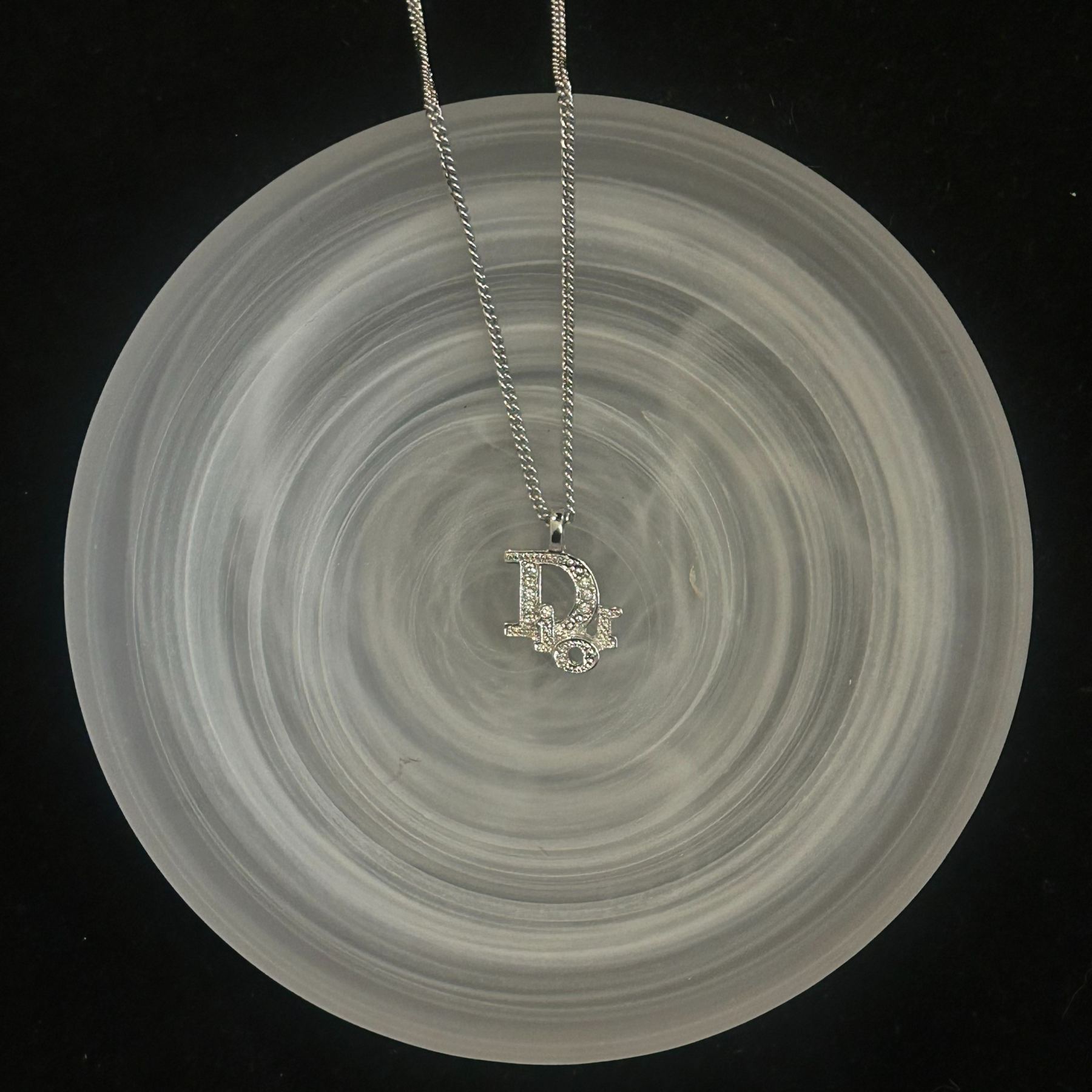 D Full diamond logo necklace