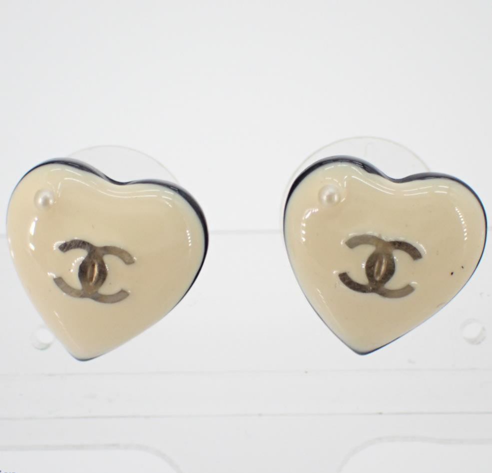 C Cream Heart Earrings