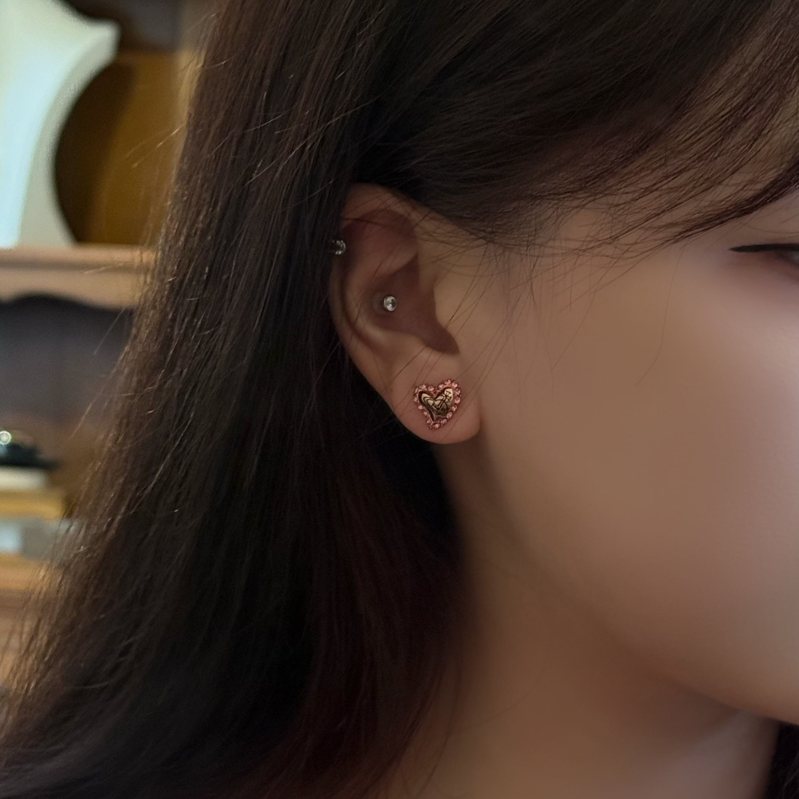 V Heart pink diamond earrings