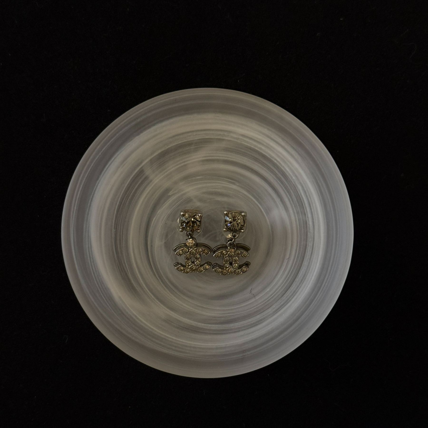 C Double layer diamond earrings