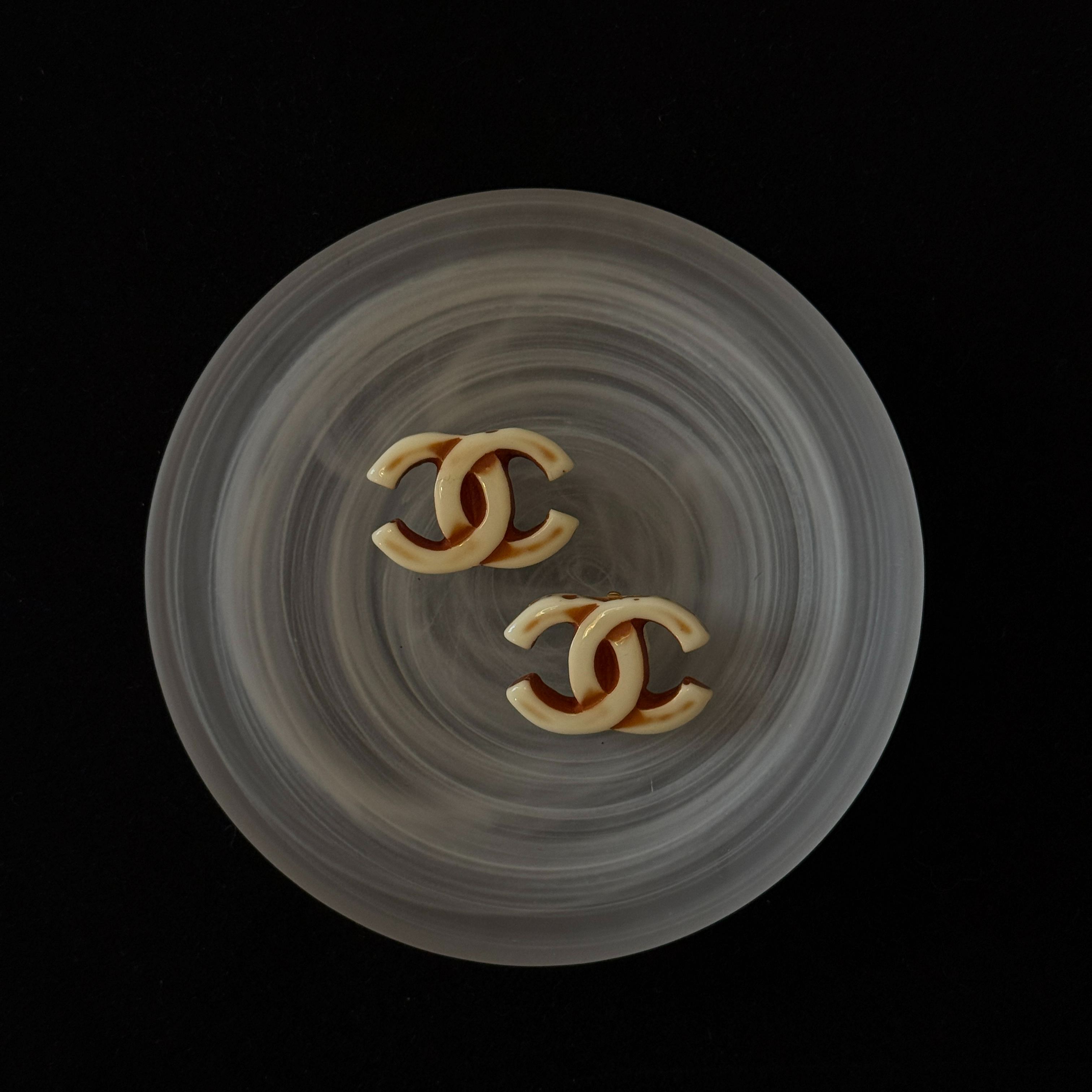C Cream Acrylic Earrings