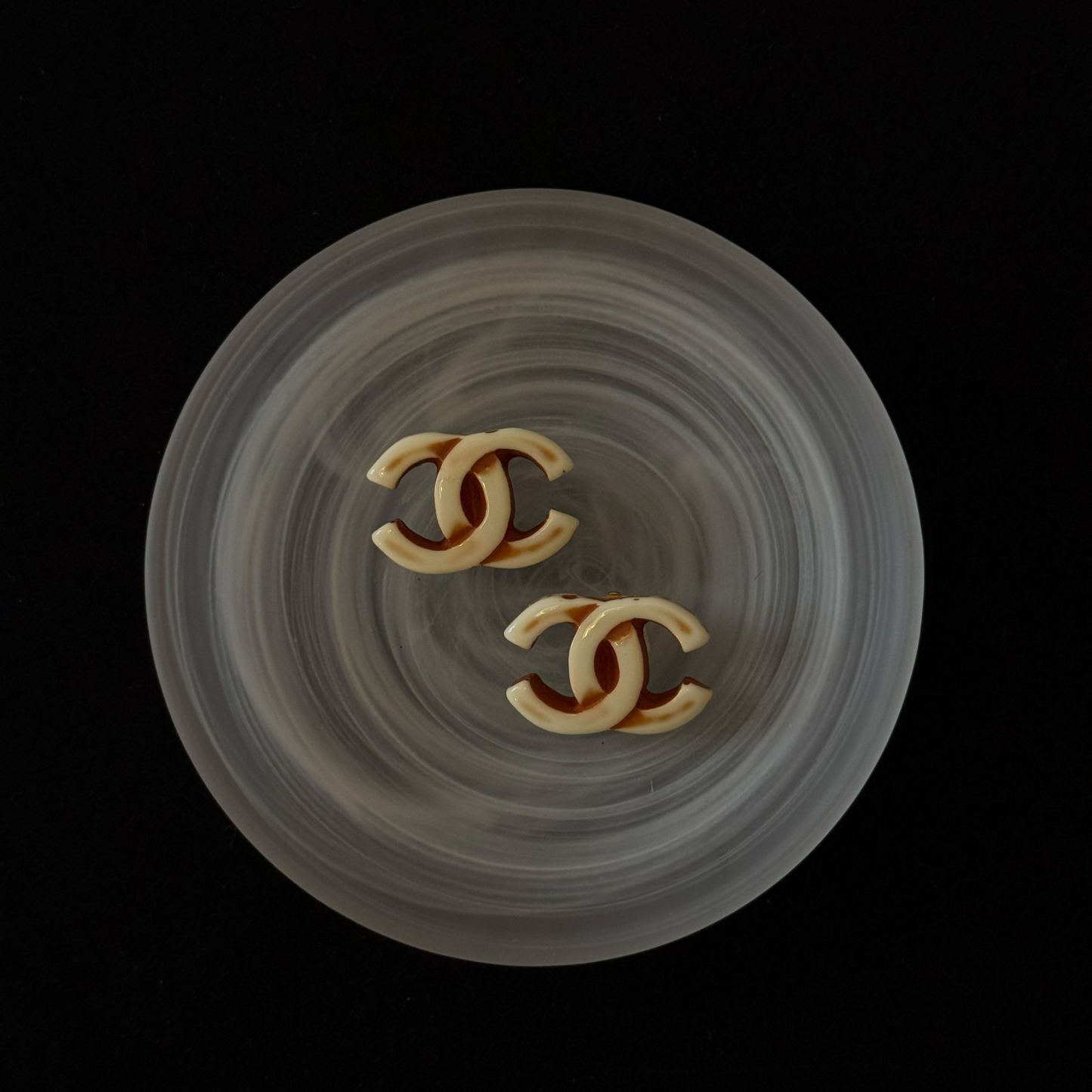 C Cream Acrylic Earrings