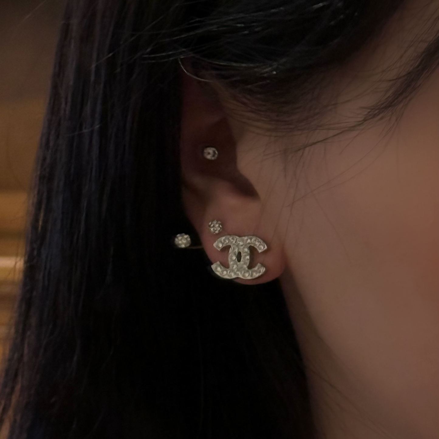 C Double C diamond Ear clip