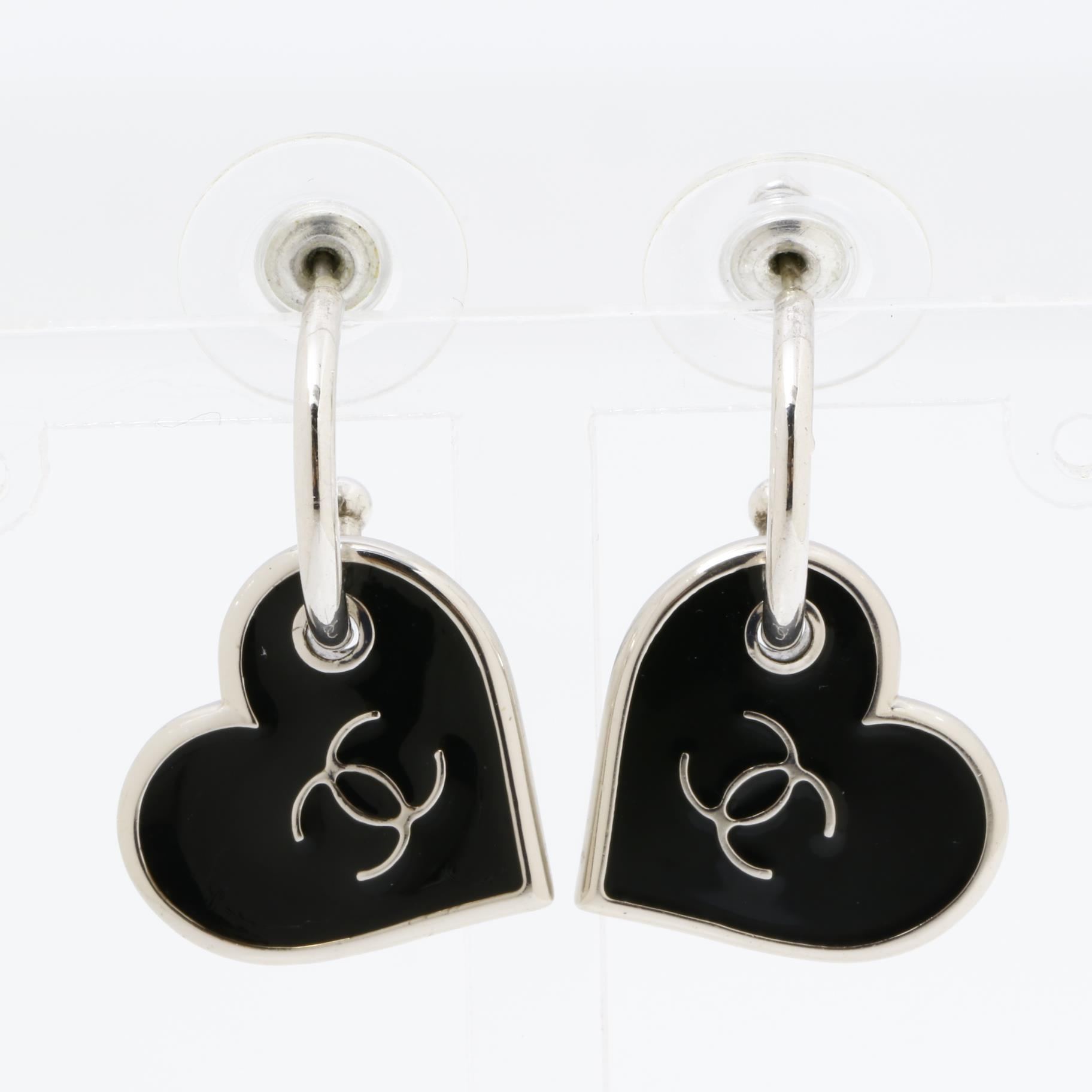 C Enamel heart earrings