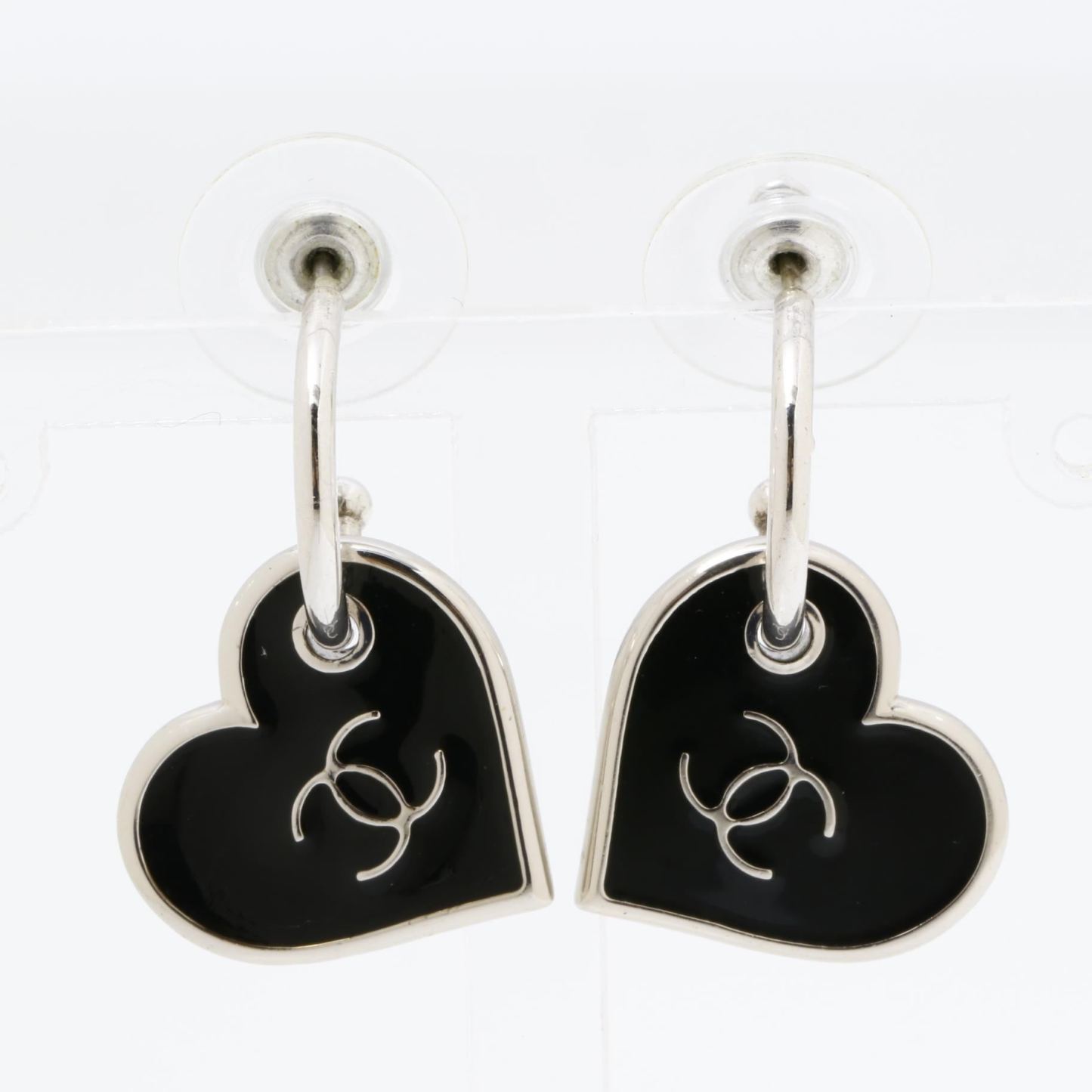C Enamel heart earrings