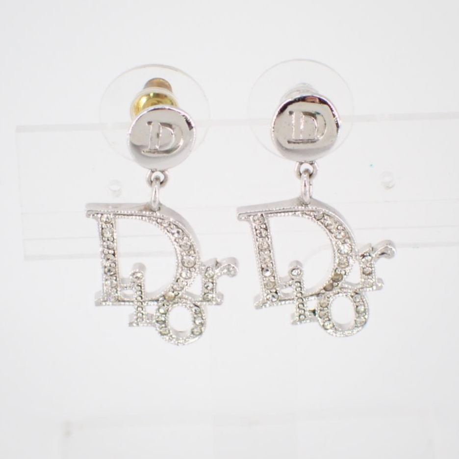 D Diamond logo pendant earrings