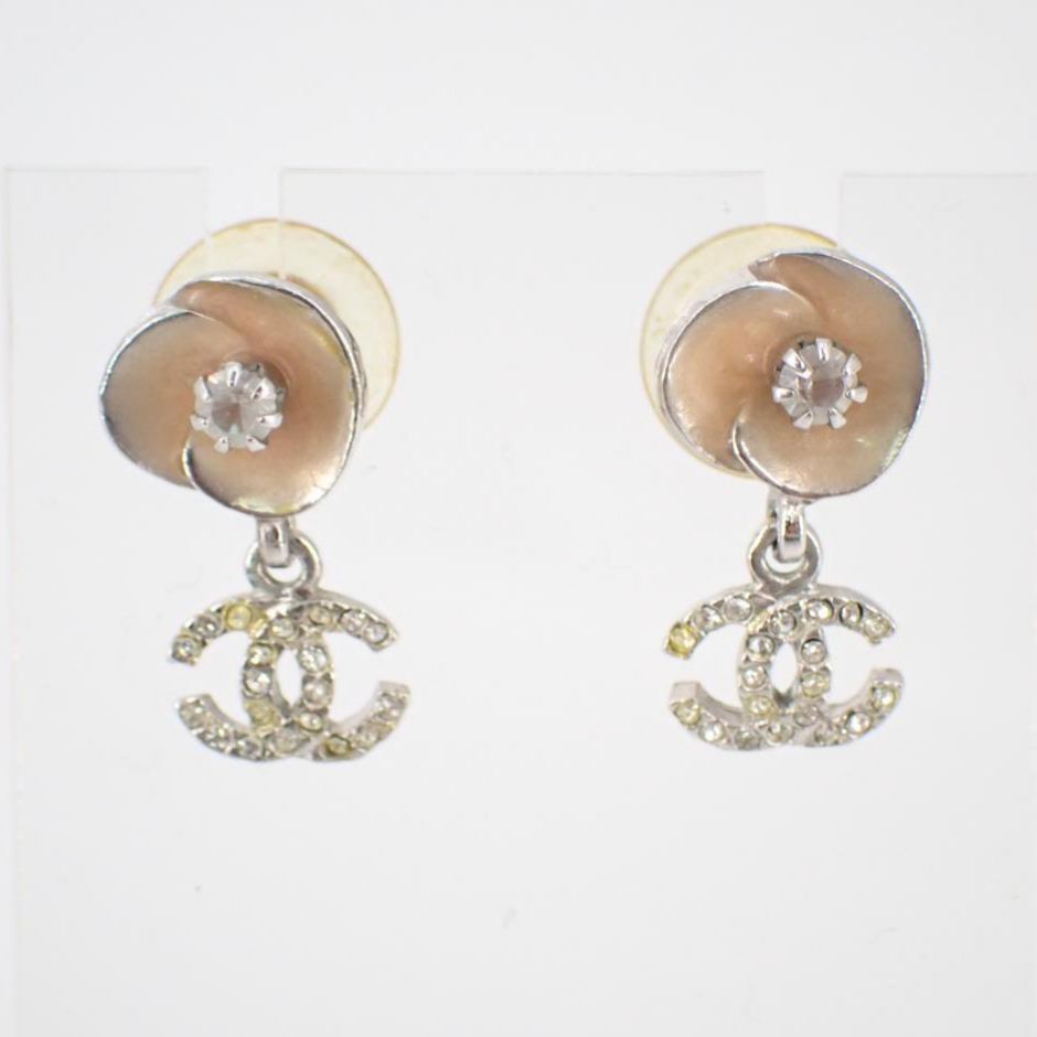 C Pink Camellia Drop Earrings