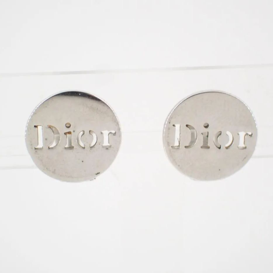 D Round hollow logo earrings