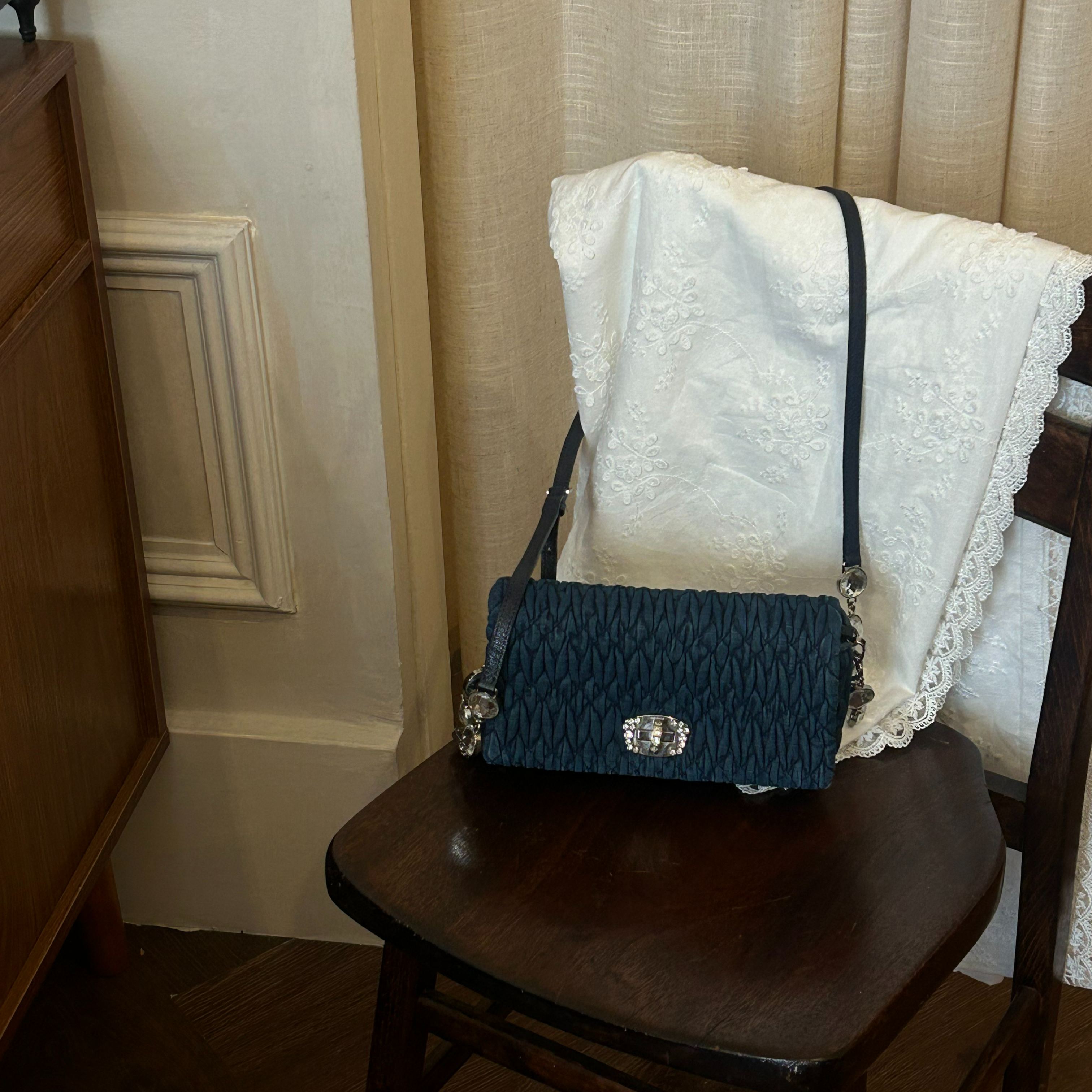 M Blue Velvet Gem Bag