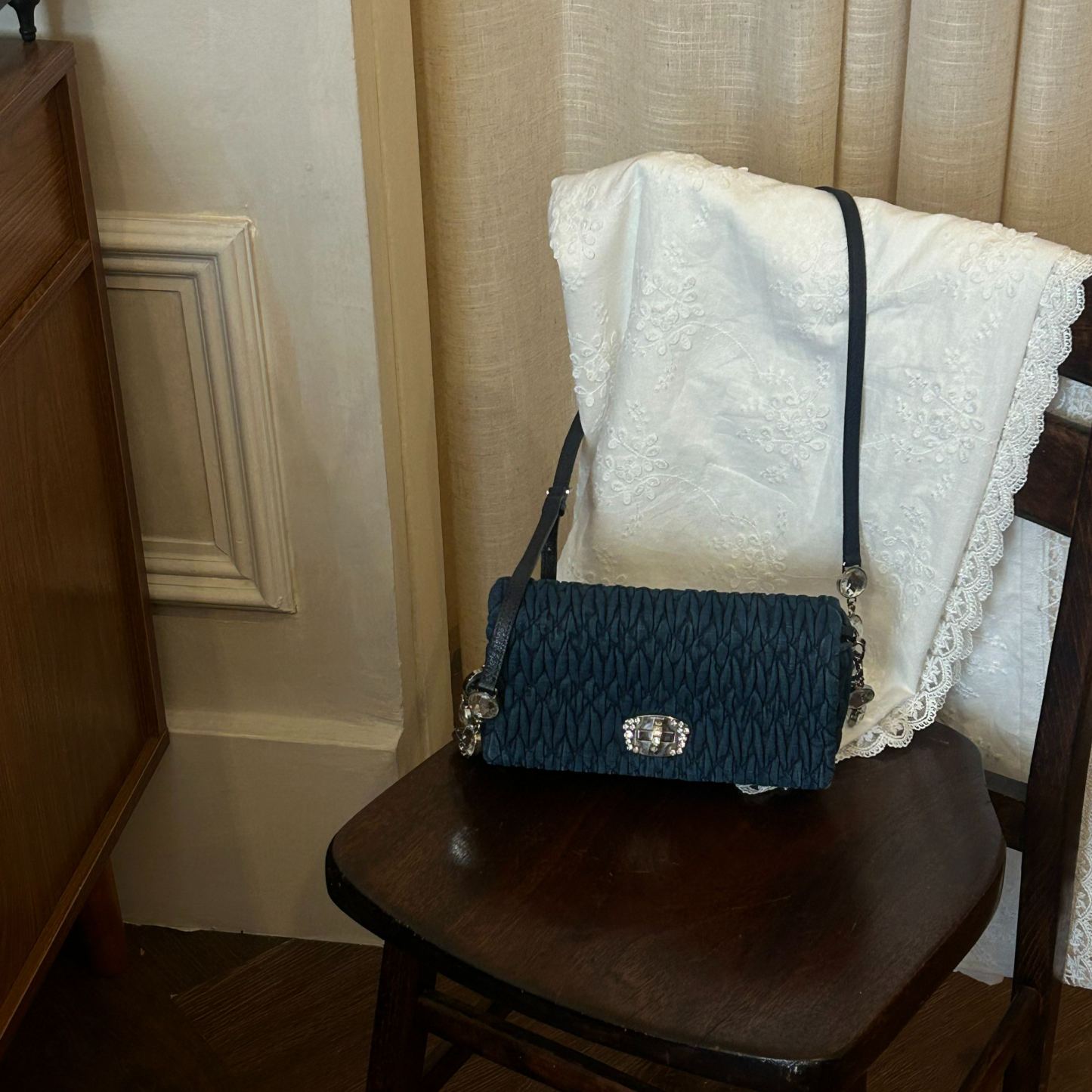 M Blue Velvet Gem Bag