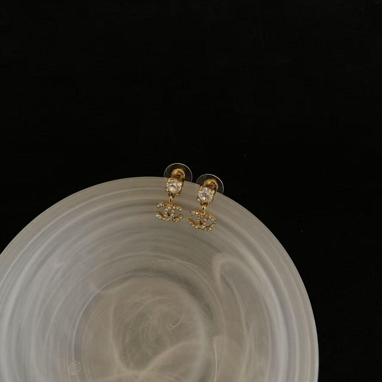 C Gold Double C Pendant Earrings