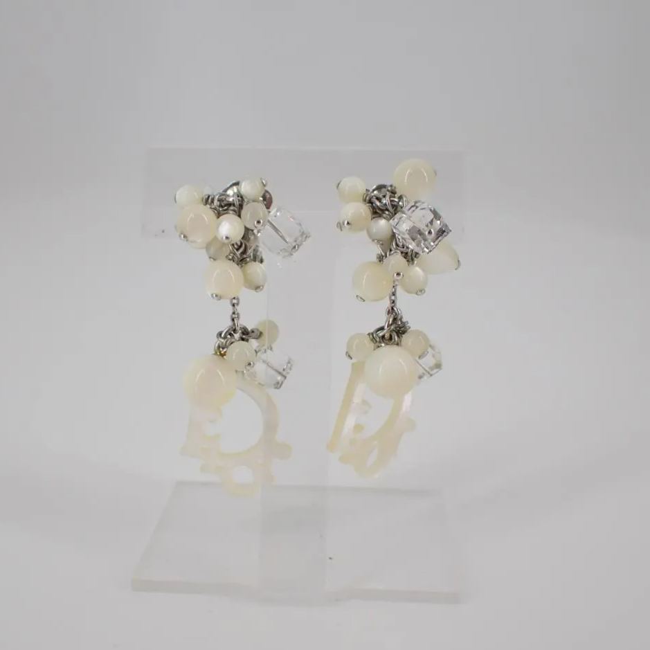 D Pearl glass bead earrings