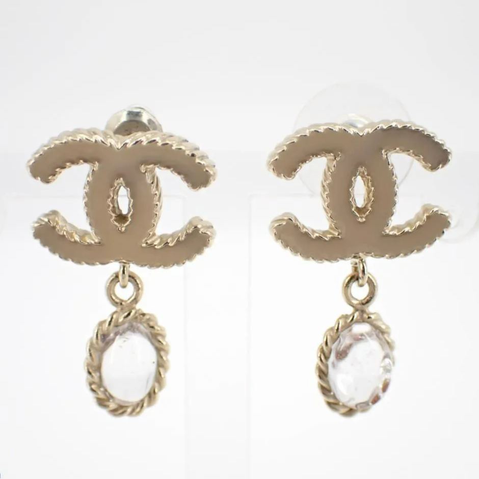C Double C crystal pendant earrings