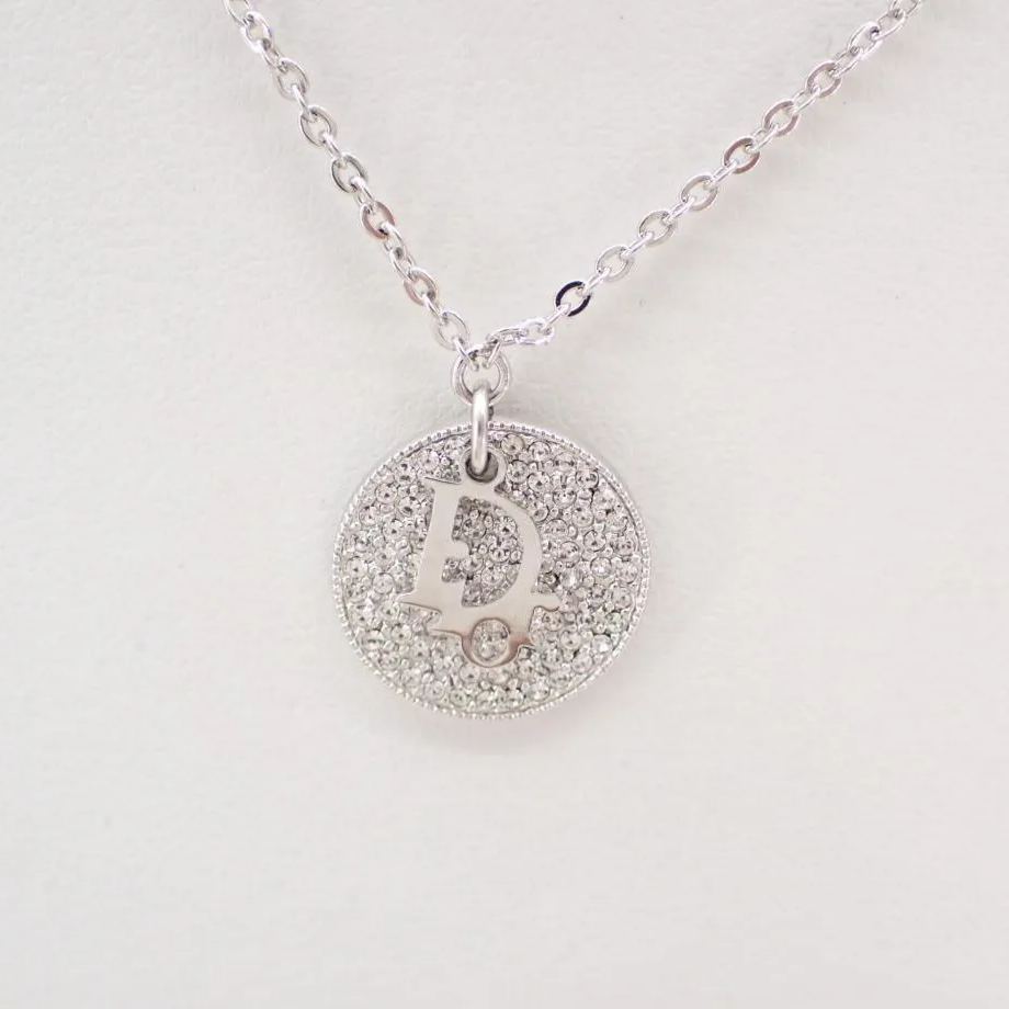 D Full diamond logo necklace