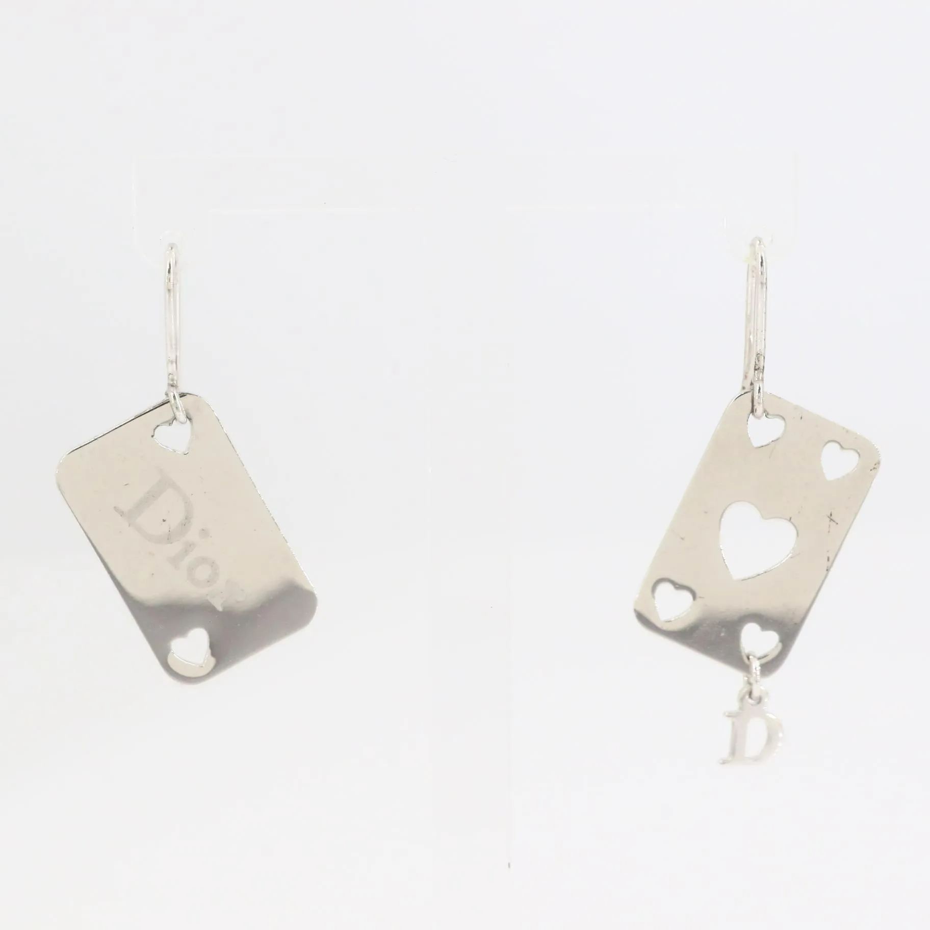 D Poker Hollow Heart Earrings