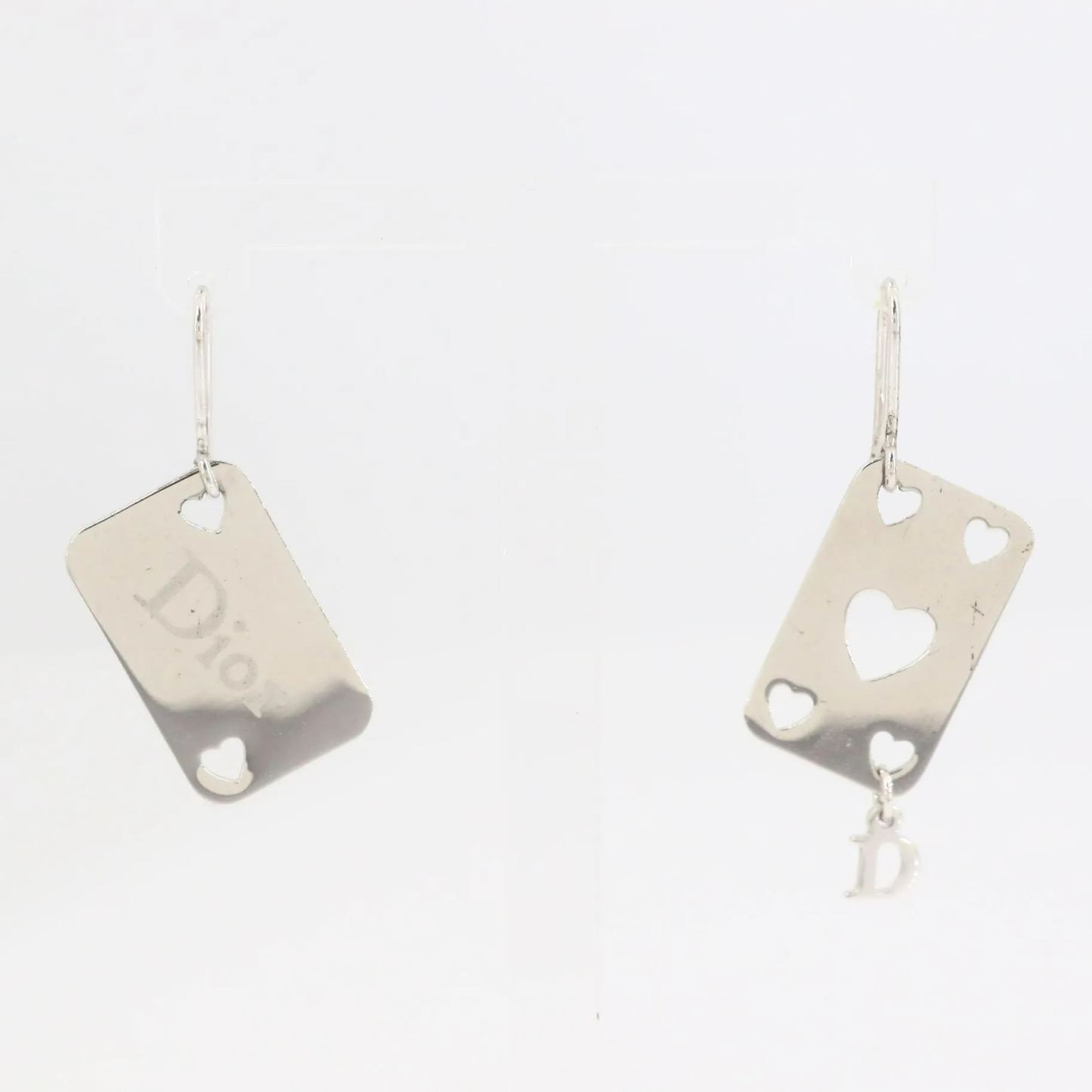 D Poker Hollow Heart Earrings